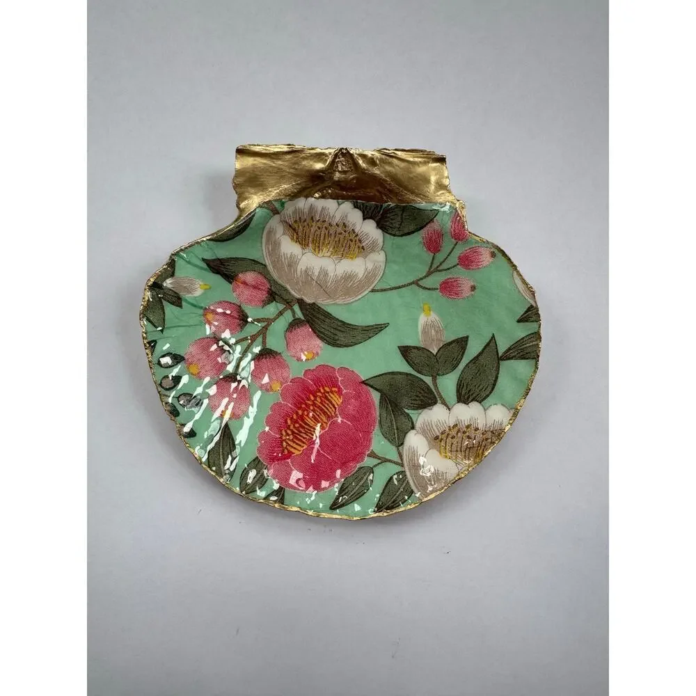 Camellia Floral Seashell Trinket Dish Garden Decor - Picture 5 of 7